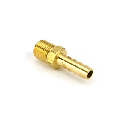 1/4 Inch NPT x 5/16 Inch Straight Hose Barb Fitting Male/Male Gold Nitrous Outle