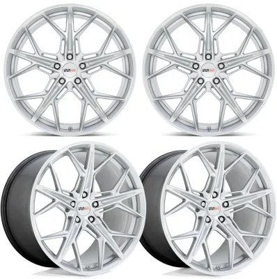 20-25+ C8 Corvette Hammerhead 20x9" & 21x12" Wheel Set Gloss Silver W/ Mirror Cu