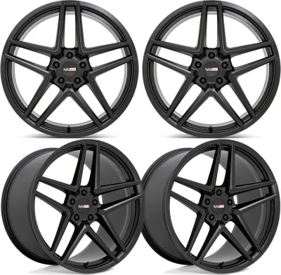 20-25+ C8 Corvette Panthera 20x9" & 21x12" Wheel Set Semi-Gloss BlackIncludes Fr