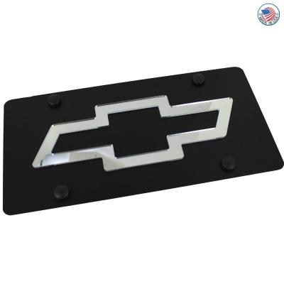 Chevrolet Bowtie License Plate on Black Steel