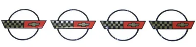C4 Corvette 1984-1990 Center Cap Emblem - 3D Domed - Set Of 4