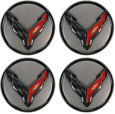 20-27+ C8 Corvette Gray Cross Flag Logo Center Cap Kit (Includes 4) - General Mo