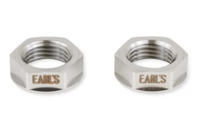 EARLS Bulkhead Fitting Nut, 6 AN, Stainless, Natural, Pair