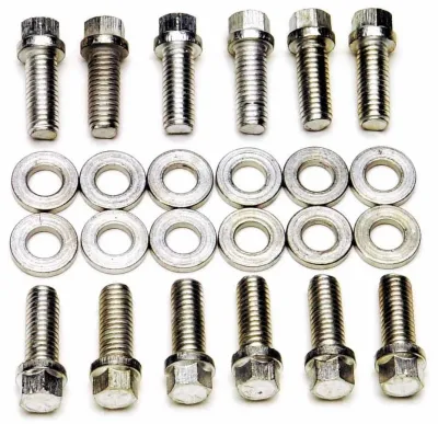 EDELBROCK Intake Manifold Bolt Kit, Hex Head, Steel, Cadmium, Small Block Chevy, Kit