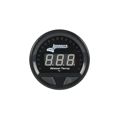 LONGACRE Water Temperature Gauge, Waterproof LED, 100-280 Degree F, Electric, LED, Warning Light, 2-5/8" Diameter, Blac