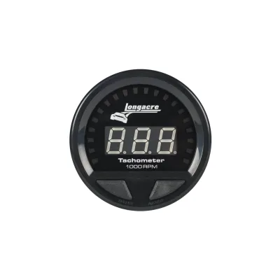 LONGACRE Tachometer, Waterproof LED, 0-10000 RPM, Electric, LED, Warning Light, 2-5/8" Diameter, Black Face, Each