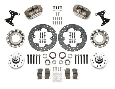 WILWOOD Brake System, Dynapro, Front, 4 Piston Caliper, 10.75" Drilled Steel Rotor, Offset Hub, Aluminum, Nickel Plate