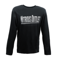 Nitrous Outlet Black Long Sleeve T-Shirt - Silver Carbon Fiber Logo - 2XL, 00-90