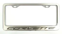 C5/C6 Corvette Brushed Stainless Steel License Plate Frame w/Carbon Fiber Lettering