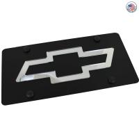 Chevrolet Bowtie License Plate on Black Steel