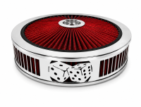 Granatelli Beauty Bandz 14" x 3" Red and Chrome Air Filter Assembly - 750039