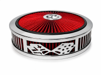Granatelli Beauty Bandz Red and Chrome Air Filter Assembly, Checkered - 750045