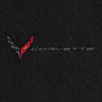 C8 Corvette, Lloyds Ultimat Custom Floor Mats, Front 2 Pc w/ C8 Flags Black and Stingray Word Combo (2020-ON) Applique