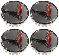 20-27+ C8 Corvette Gray W/ Polished Cross Flag Logo Center Cap Kit (Includes 4)