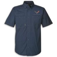 C7 Corvette DRI DUCK Short Sleeve Button Down - Deep Blue