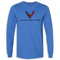 C8 Corvette Long Sleeve T-Shirt Heather True Royal