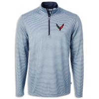Corvette Cutter & Buck Micro Stripe Quarter-Zip - Atlas/Navy Moisture Wicking