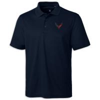 Corvette Crossed Flags Performance Polo - Navy Moisture Wicking