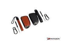 2020-27 C8 Corvette All Models Carbon Leather Key Cover, Brown Leather / Coupe