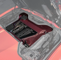 20-26+ C8 Corvette Red Carbon Fiber & Transparent Engine Compartment Lid (Conver