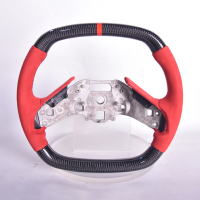EOS C8 Corvette Carbon Fiber Steering Wheel Red Suede Red - W / O Button Cover