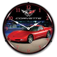 C5 Corvette Torch Red LED Wall Clock 14"