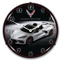 C8 Corvette Convertible in White LED Wall Clock 14"