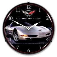 C5 Corvette in Silver LED Wall Clock 14"