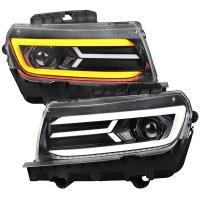 Chevrolet Camaro 14-15 Chevy Camaro Led Lt Bar Proj H.L Full Glossy Black Housing Clear Lens