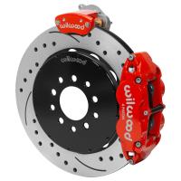 1963-1979 Corvette DSE Wilwood FNSL4R Rear 14" Drilled Brake Kit Red