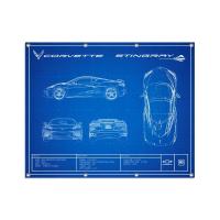 C8 Corvette Blueprint Metal Print