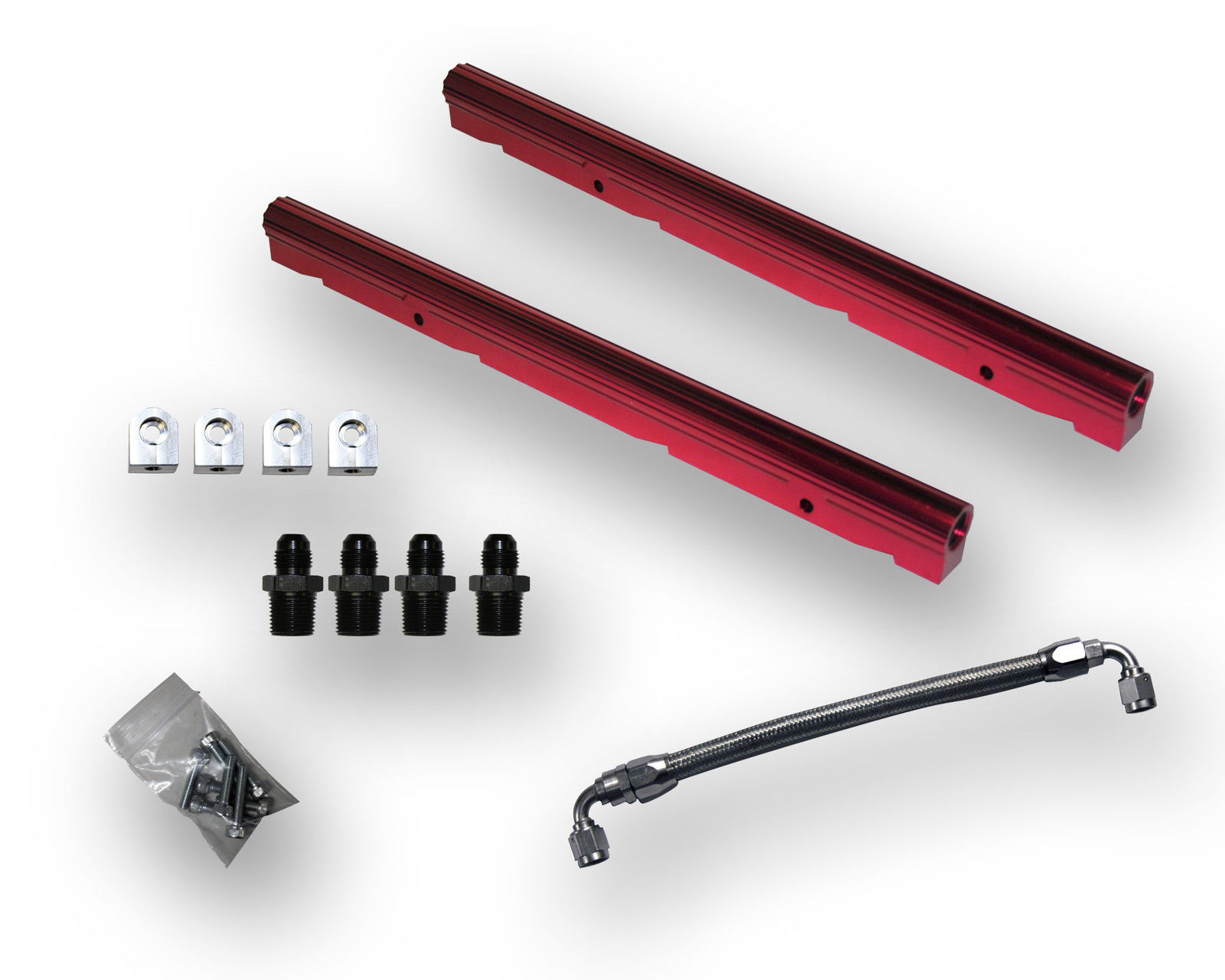 CBM Billet Fuel Rail Kit GM LS1, LS2, LS3, LS6, LS7  Red Anodized, Corvette, Camaro