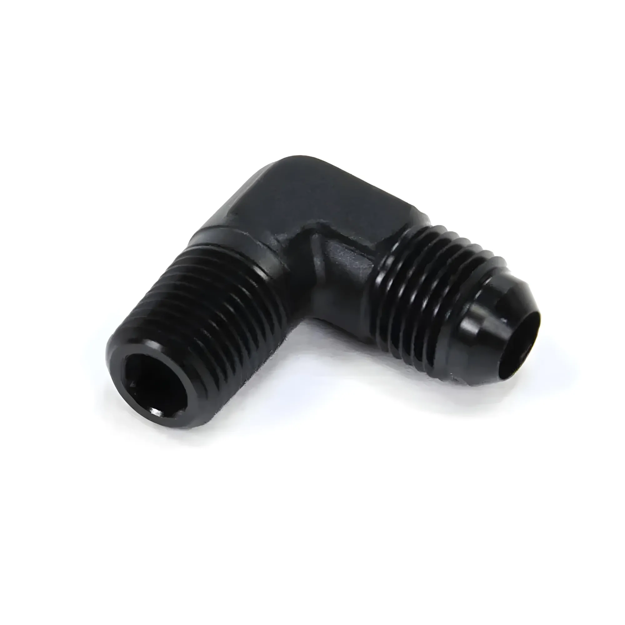 1/4 Inch NPT x 6AN 90 Degree Fitting Male/Male Black Aluminum Nitrous Outlet