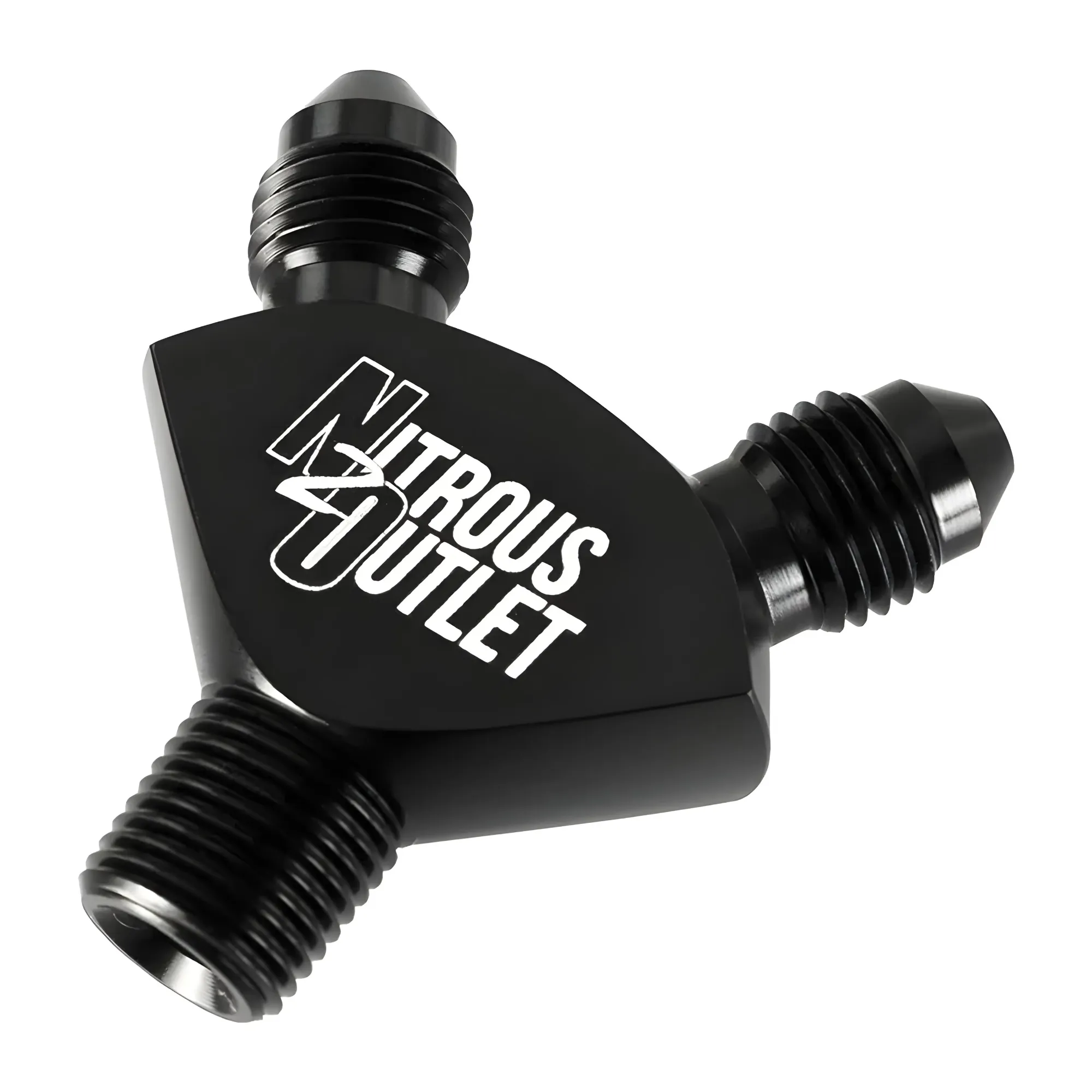 1/8 Inch NPT x 3AN x 3AN Y Fitting Male/Male/Male Black Nitrous Outlet
