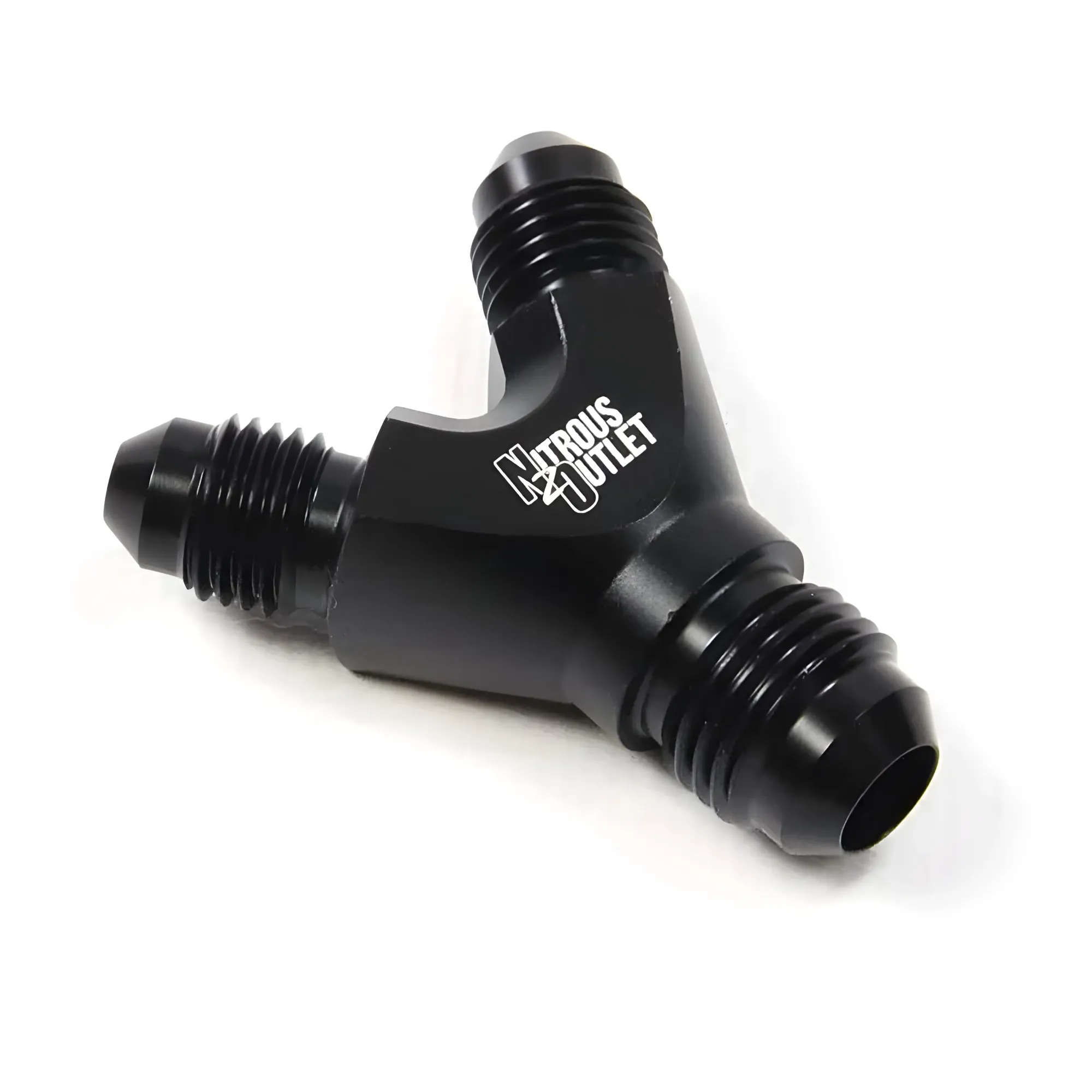 6AN x 4AN x 4AN Y Fitting Male/Male/Male Black Aluminum Nitrous Outlet