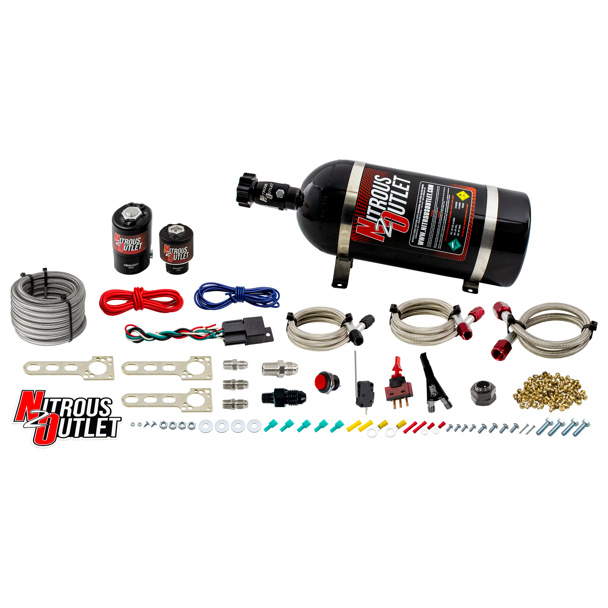 87-98 Mustang All EFI Single Nozzle System Gas/E85 5-55psi 35-200 HP 10lb Bottle
