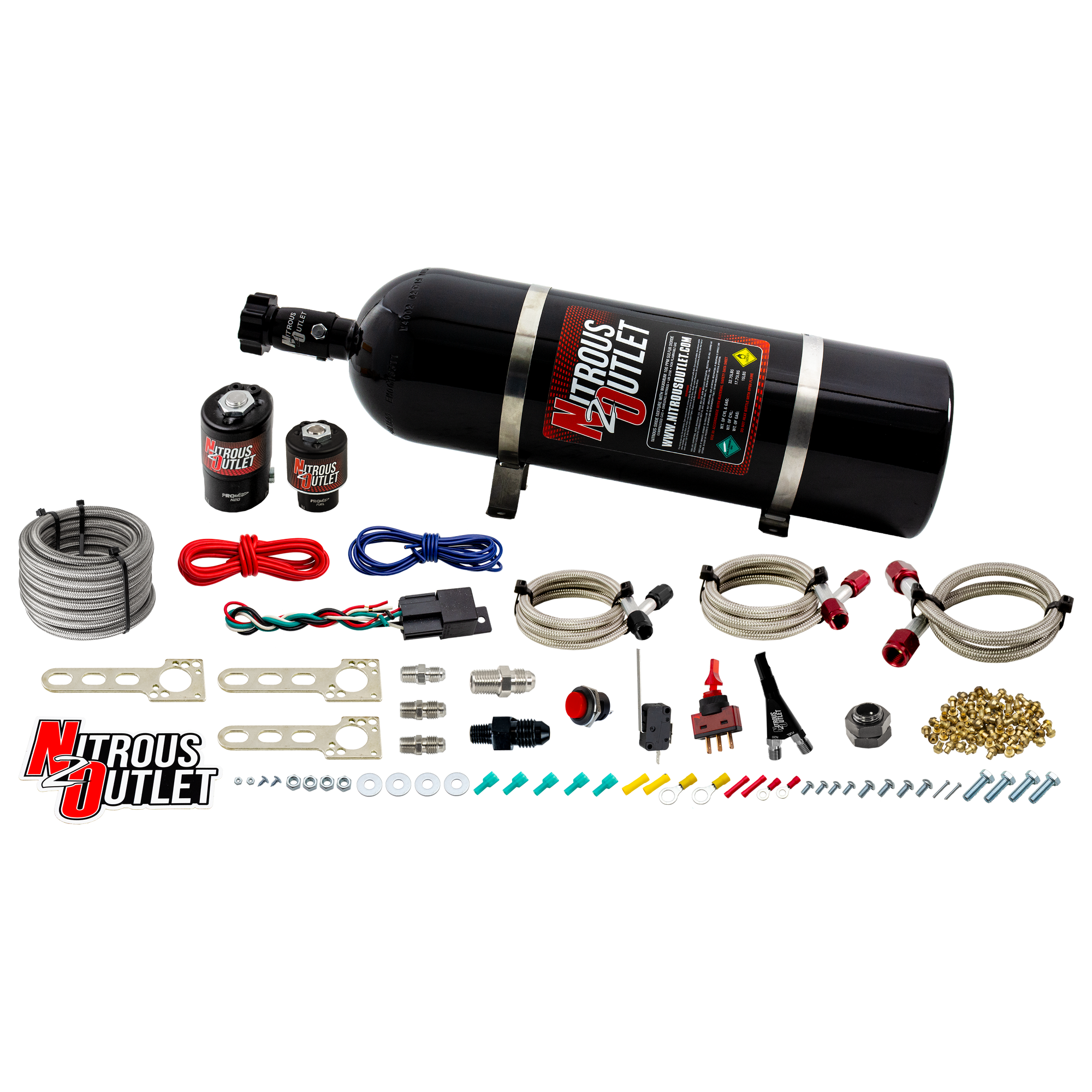 87-98 Mustang All EFI Single Nozzle System Gas/E85 5-55psi 35-200 HP 15lb Bottle