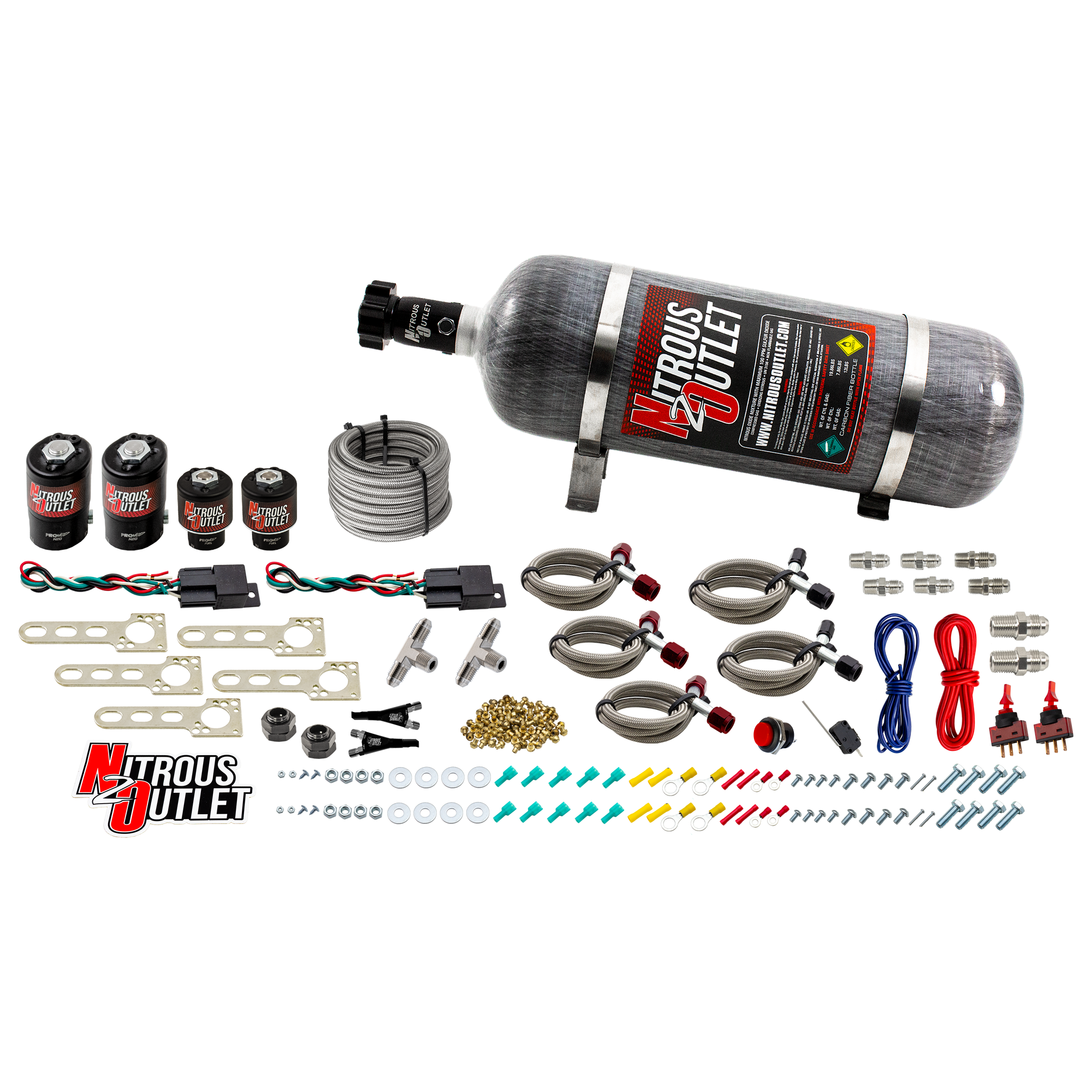 Import EFI Dual Stage Single Nozzle System Gas/E85 5-55psi 35-200 HP 12lb Bottle