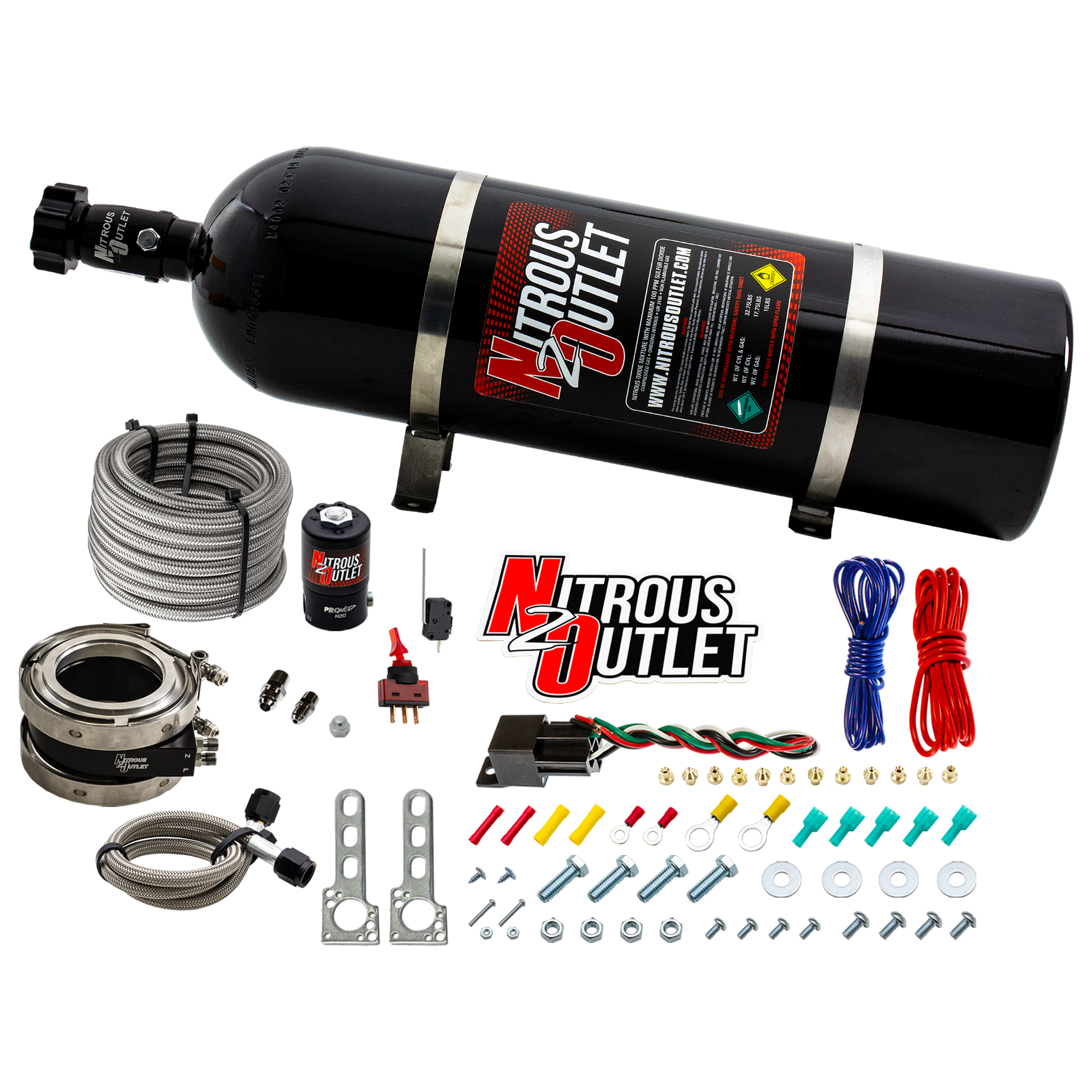 Interspooler 3 Inch Boosted Dry Nitrous Collar System 50-400 HP 15lb Bottle Nitr