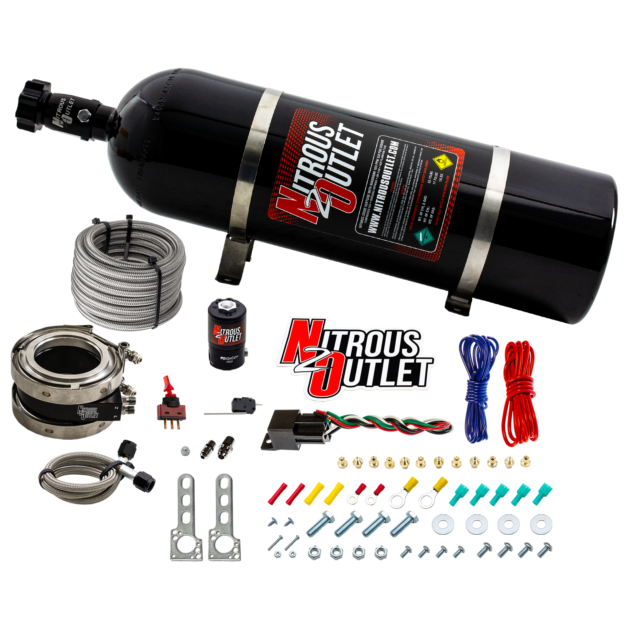 Interspooler 4 Inch Boosted Dry Nitrous Collar System 50-400 HP 15lb Bottle Nitr