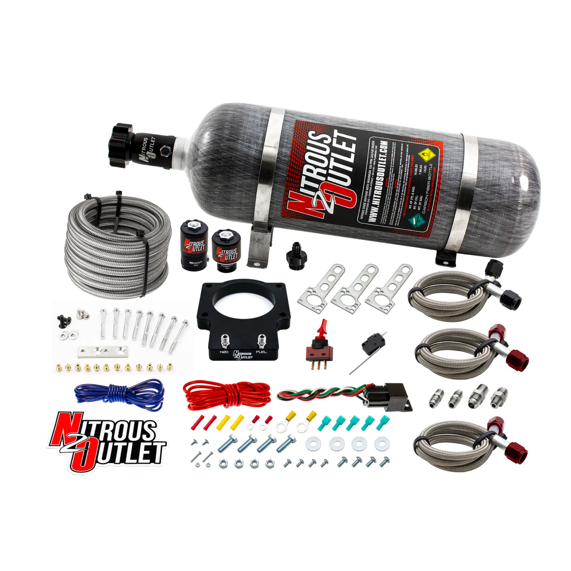 Corvette 90mm LSX Plate System Gas/E85 5-55psi 50-200 HP 12lb Bottle For 97-04 C