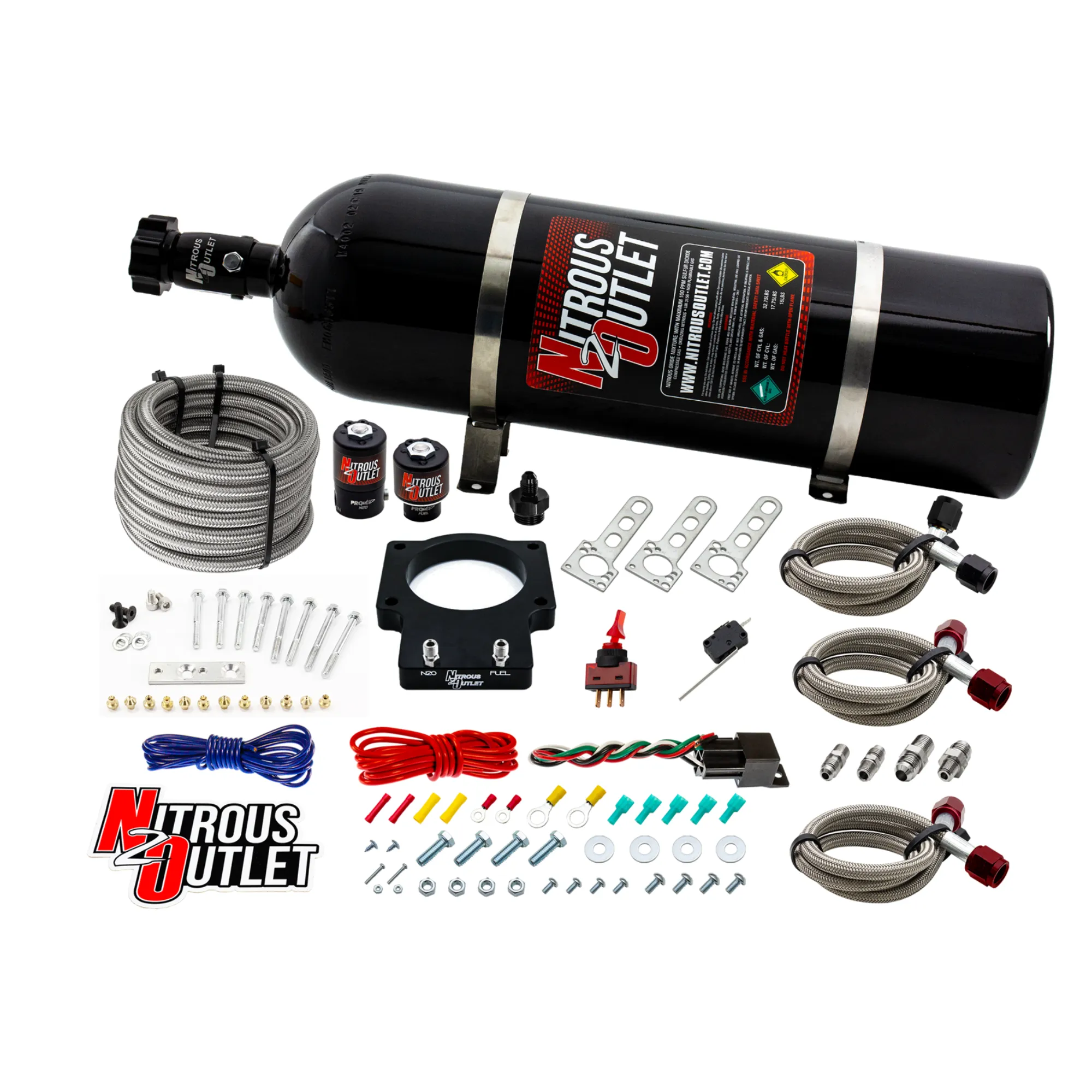 Corvette 90mm LSX Plate System Gas/E85 5-55psi 50-200 HP 15lb Bottle For 97-04 C