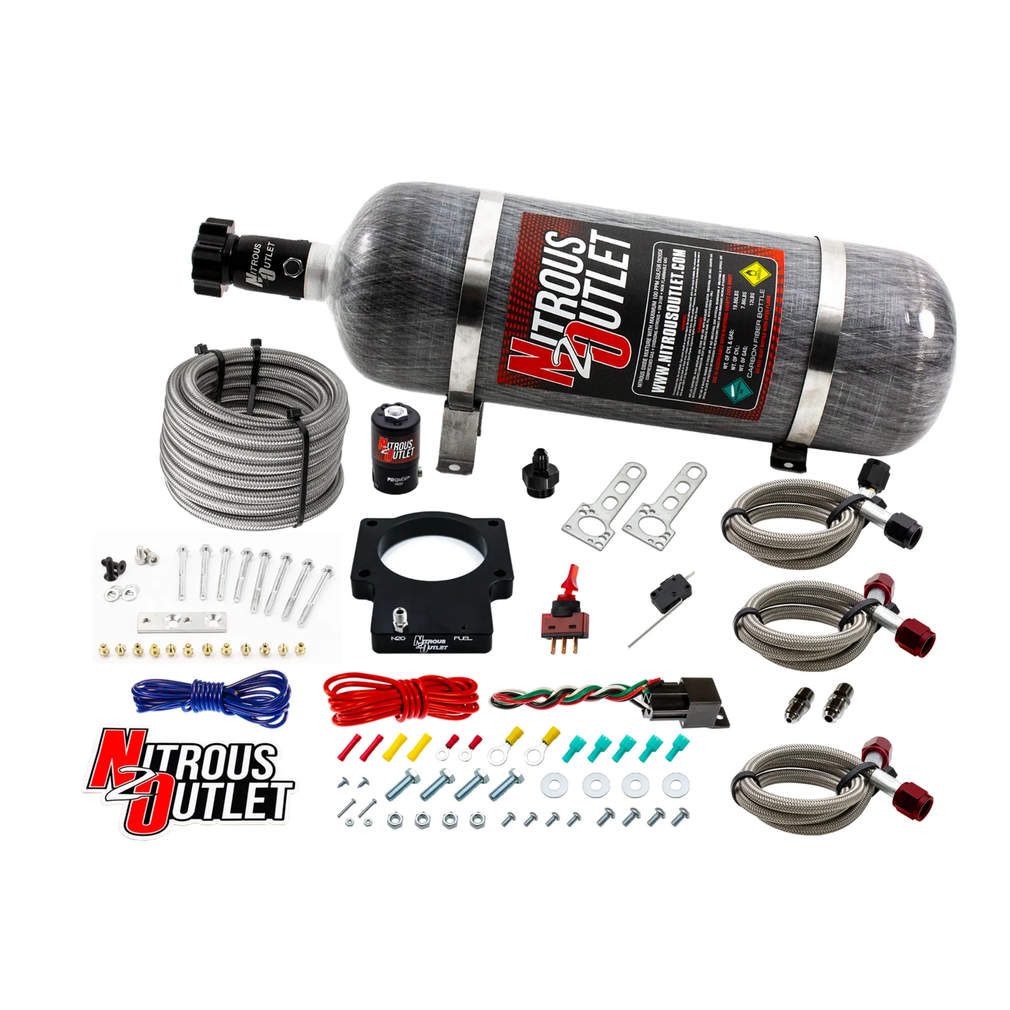 Nitrous Outlet GM 90mm Dry LSX Plate System (50-200HP)(12lb Bottle)(1997-2004 Co