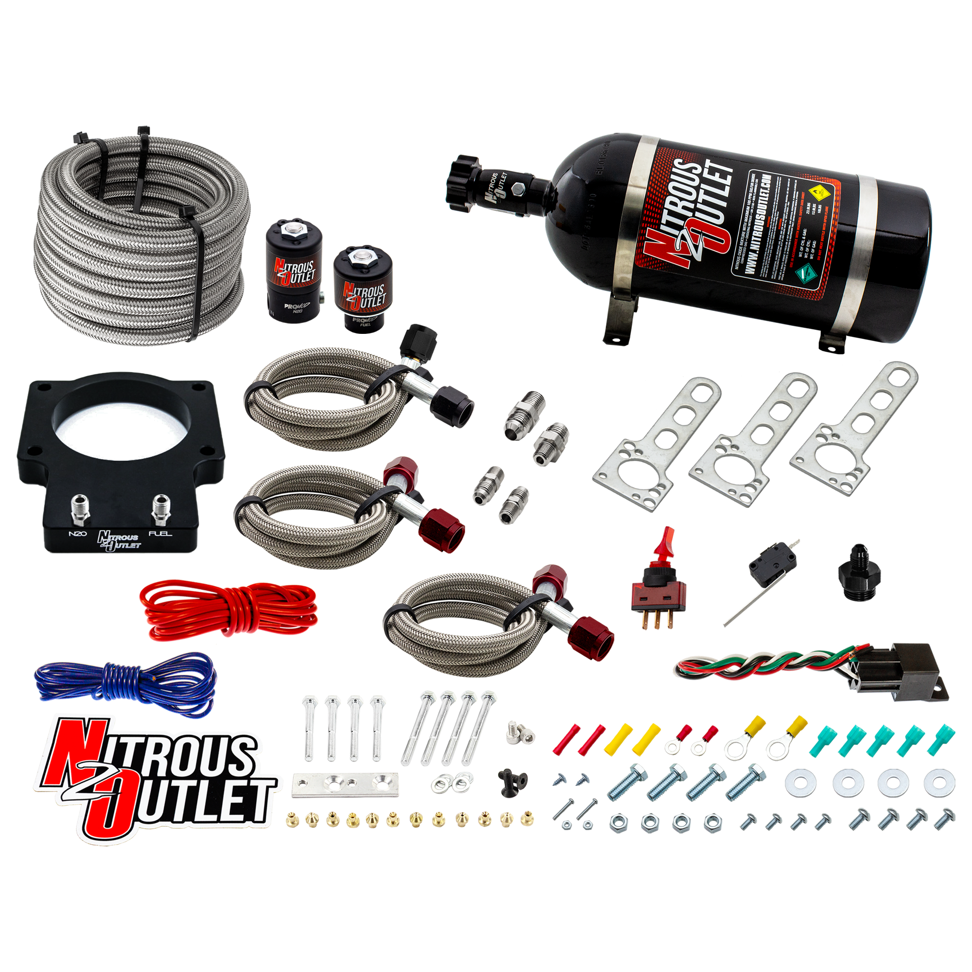 Corvette 92mm LSX Plate System Gas/E85 5-55psi 50-200 HP 10lb Bottle For 97-04 C