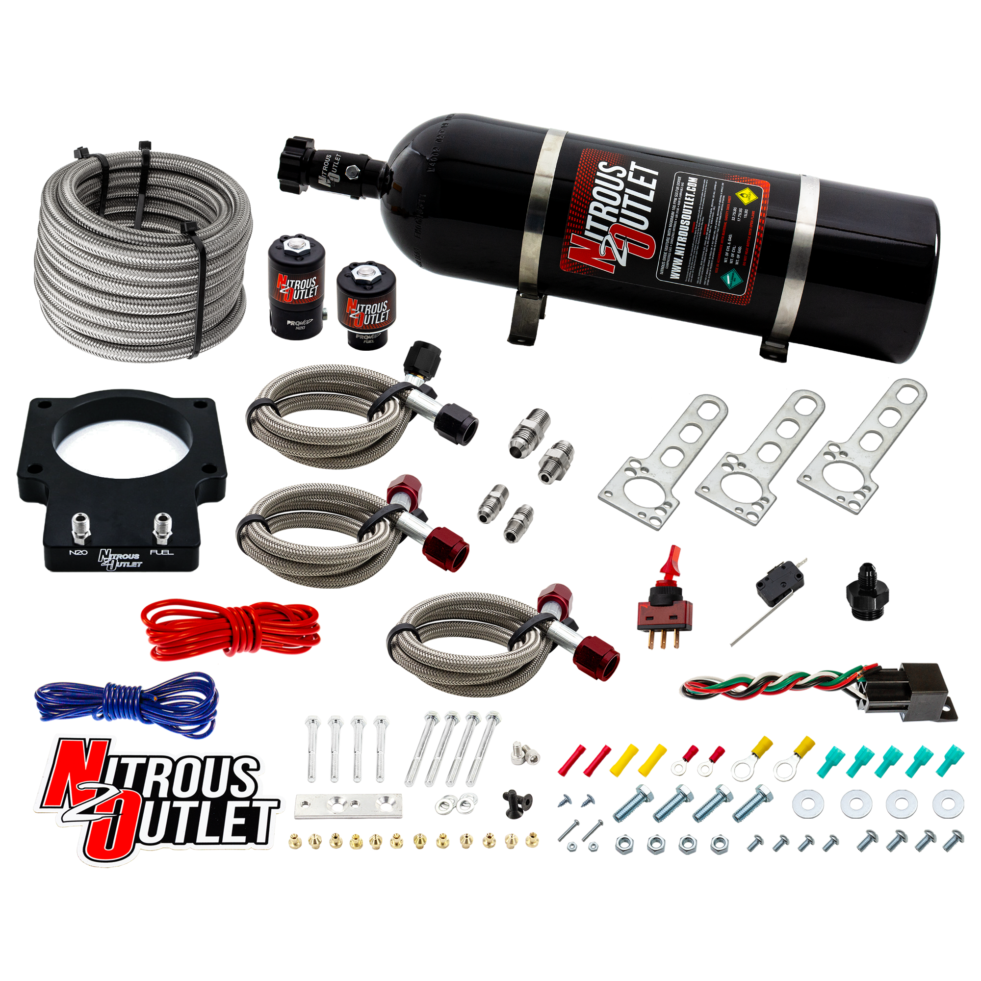 Corvette 92mm LSX Plate System Gas/E85 5-55psi 50-200 HP 15lb Bottle For 97-04 C