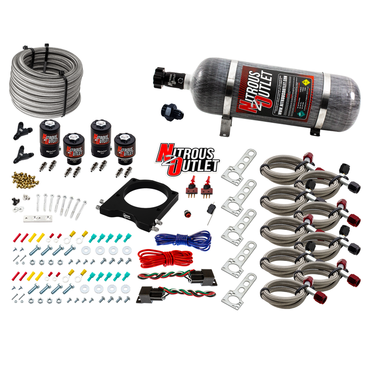 102mm LSX Dual Stage Plate System Gas/E85 5-55psi 50-200 HP 12lb Bottle 97-04 Co