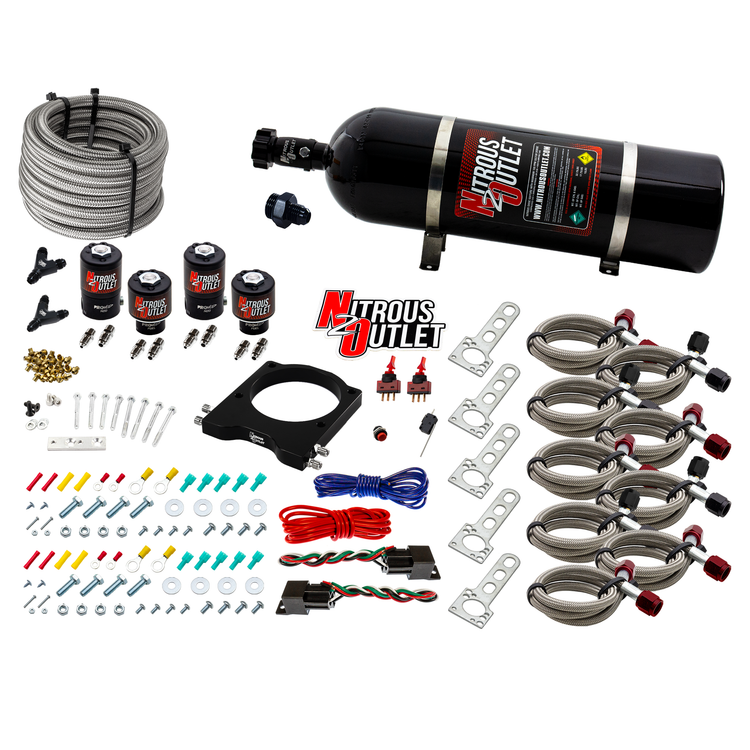 102mm LSX Dual Stage Plate System Gas/E85 5-55psi 50-200 HP 15lb Bottle 97-04 Co