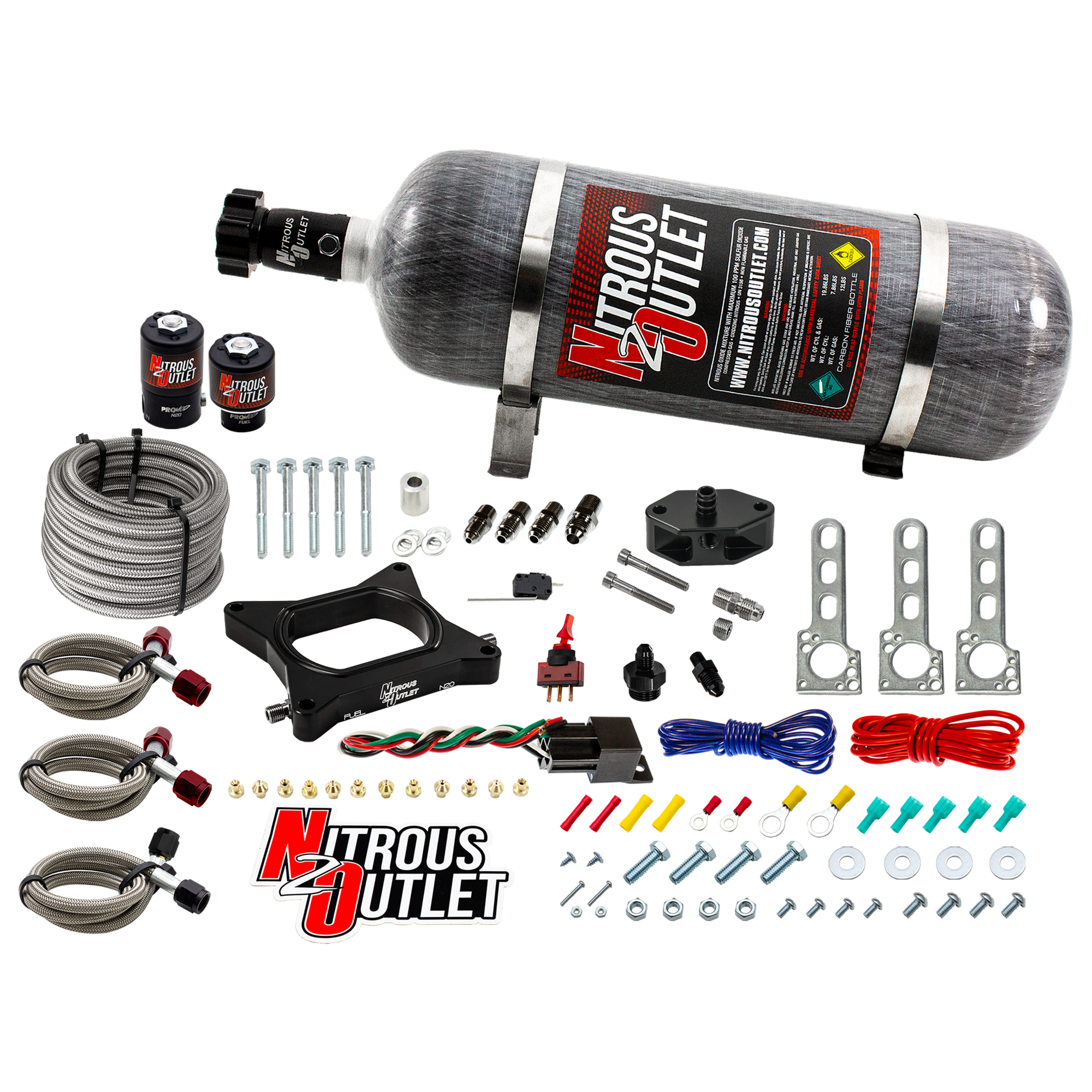 96-04 4.6L 2V Mustang Plate System Gas/E85 5-55psi 50-200 HP 12lb Bottle Nitrous