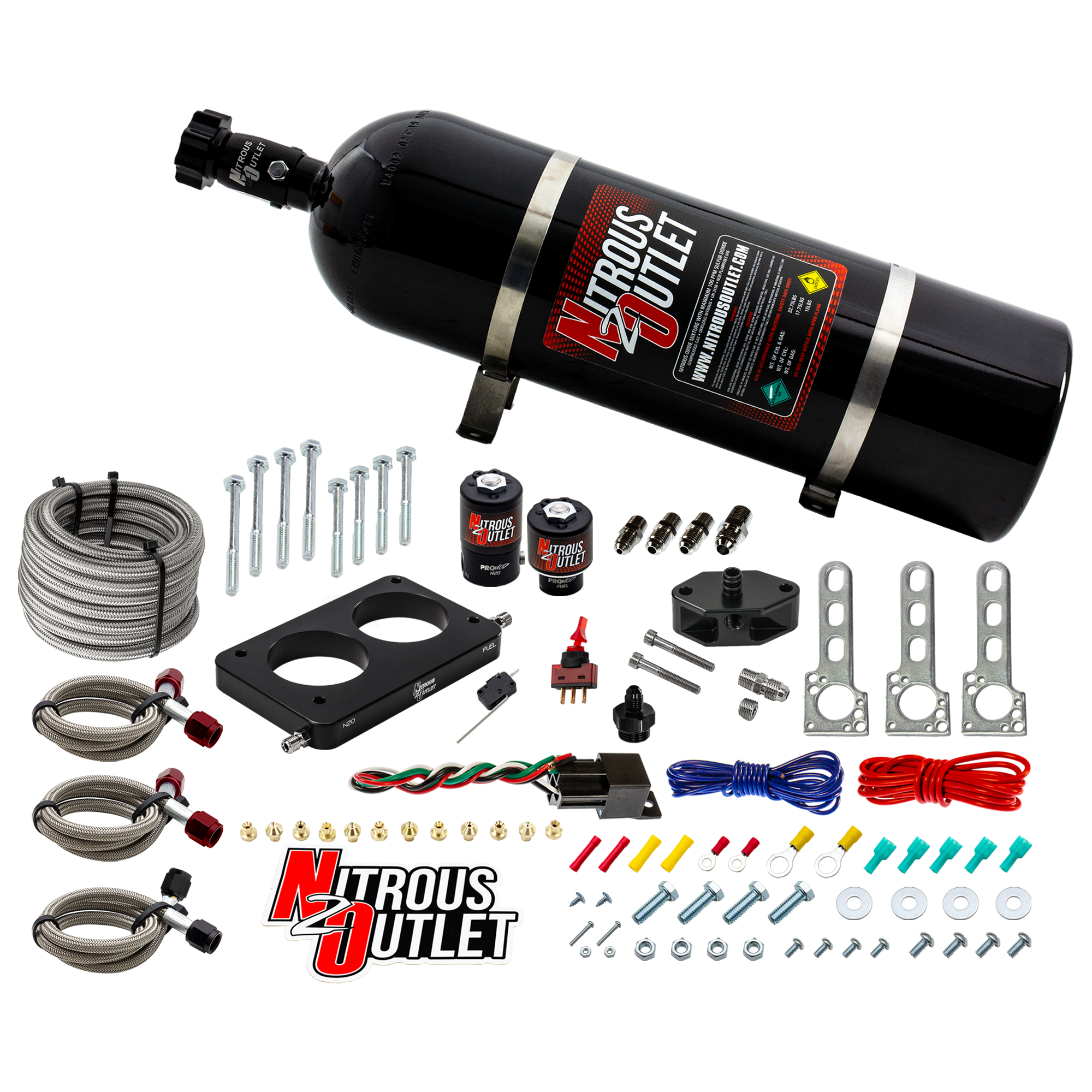 05-10 4.6L 3V Mustang Plate System Gas/E85 5-55psi 50-200 HP 15lb Bottle Nitrous