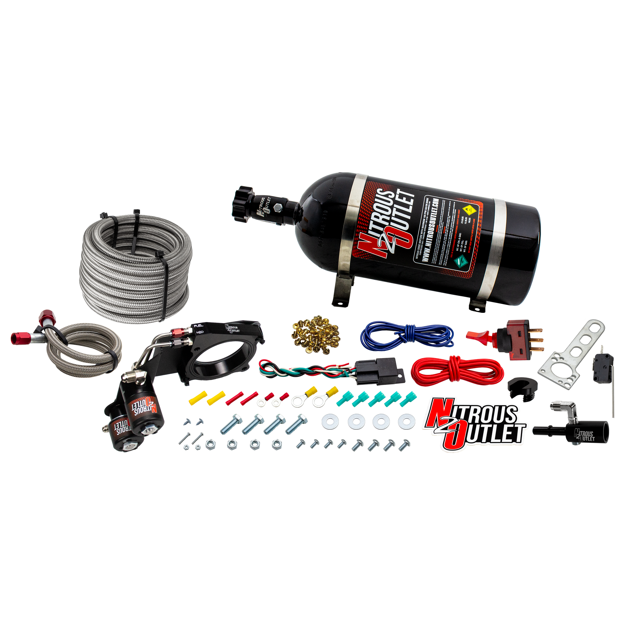 18-20 Mustang GT Hard-line Plate System Gas/E85 5-55psi 50-200 HP 10lb Bottle Ni